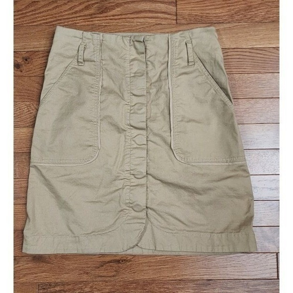Ann Taylor Loft Womens Tan Camel Button Front Utility Skirt 2 Casual Neutral